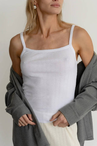 Donni. - Pointelle Square Neck Tank Top