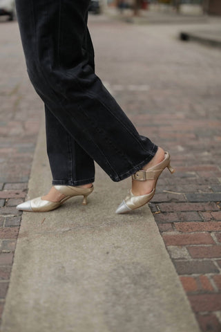 Koko + Palenki - Women's Paloma Pointed Cap Toe Kitten Heel Mule