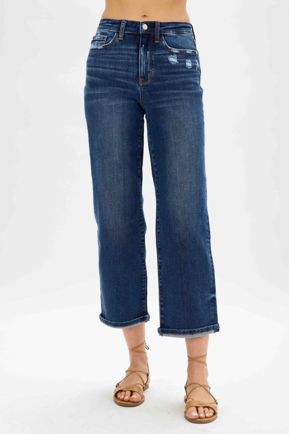 Judy Blue - High Waist Ripped Pocket Wide Leg Jeans