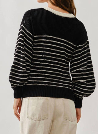 Aaron & Amber - Stripe Balloon Sleeve Cardigan