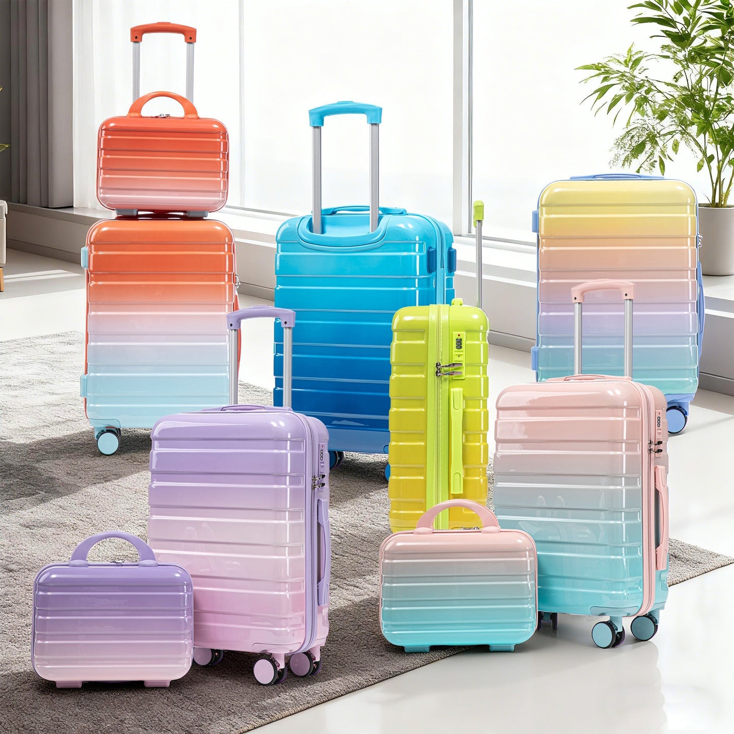 14"/20" 2-Pieces PC Spinner Wheel Carry On Luggage Set