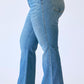 Judy Blue - Women's Tummy Control Petite Flare Double Button Waist Band Jeans