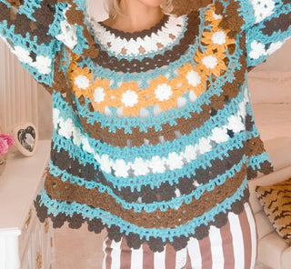 Pol - Hand knit Crochet Stripe Sweater