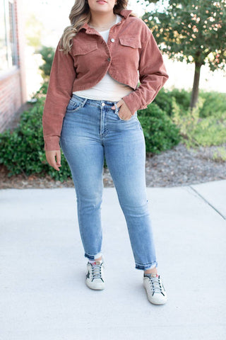 Risen - High Rise Crop Straight Jeans