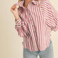&Merci - Striped Button Batwing Sleeve Top