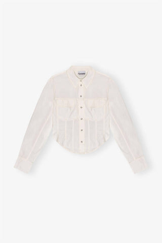 Ganni - Washed Stretch Cotton Corset Shirt