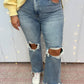Risen - High Rise Straight Crop Jeans