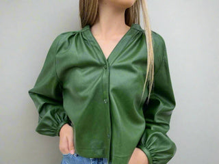 Dolce Cabo - Harper Leather Button-down Top