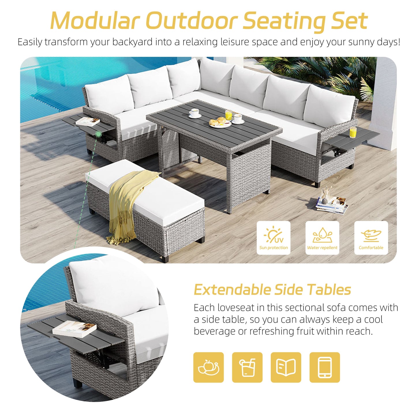 Tomax 5-Piece Outdoor Patio Rattan Sofa Set