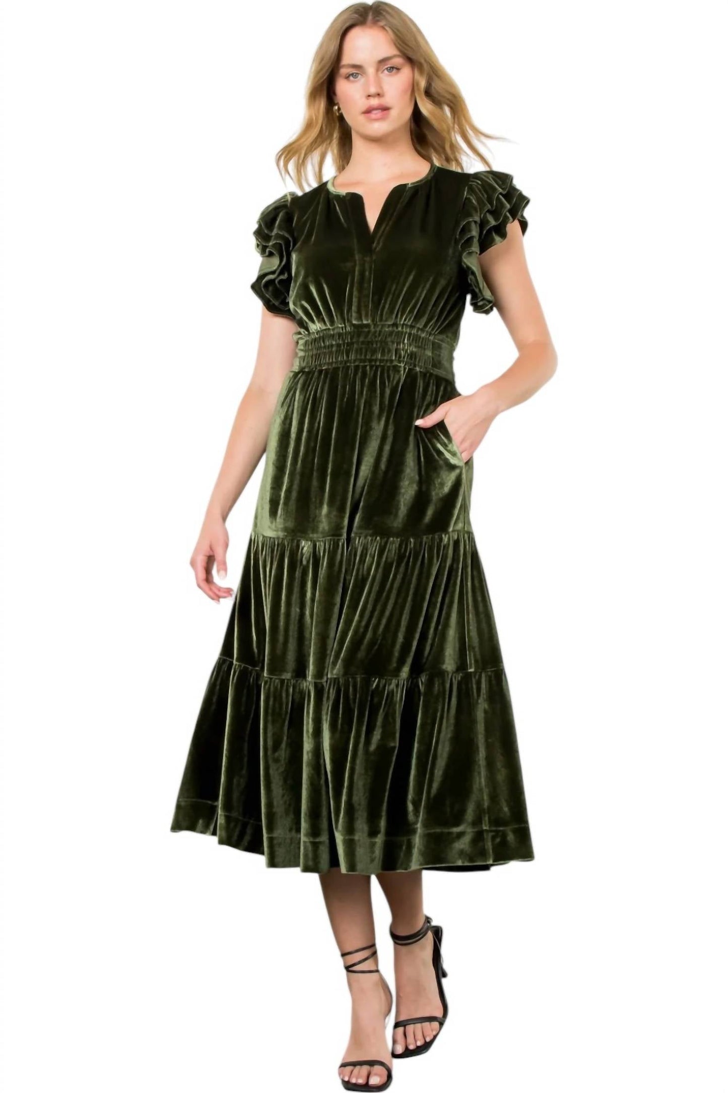 Thml - Velvet Tiered Maxi Dress