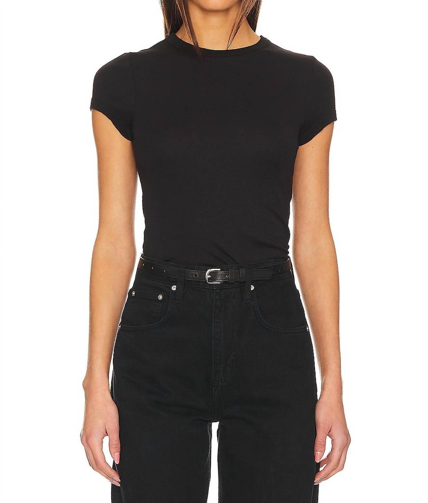 Enza Costa - Supima Cotton Cap Sleeve Crew Shirt