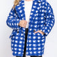 Active Usa - Double Breasted Check Print Boucle Fleece Coat