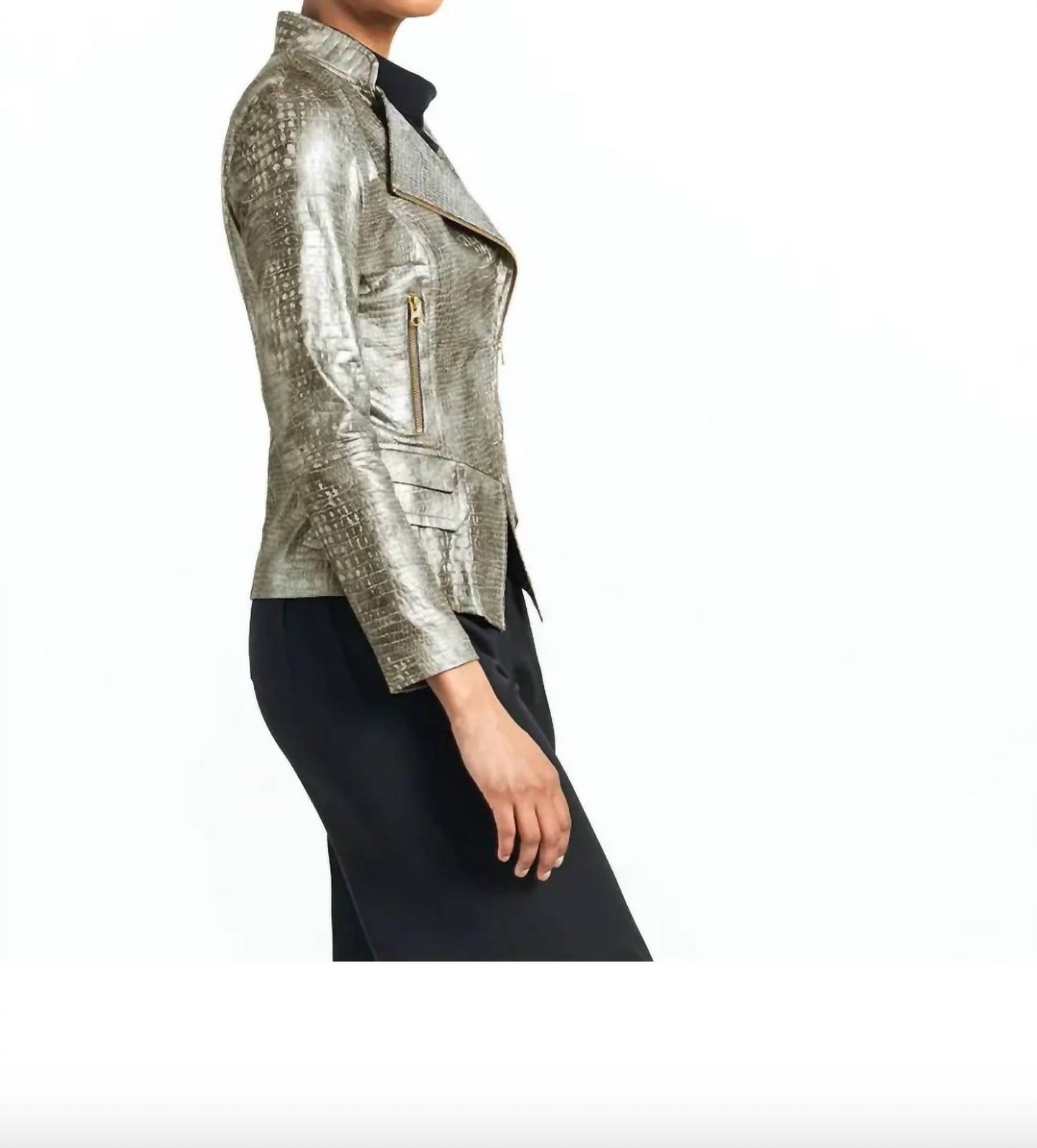 Clara Sunwoo - Liquid Leather Textured Biker Jacket