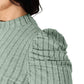 Basic Bae - Ribbed Mock Neck Top With Puff Sleeves
