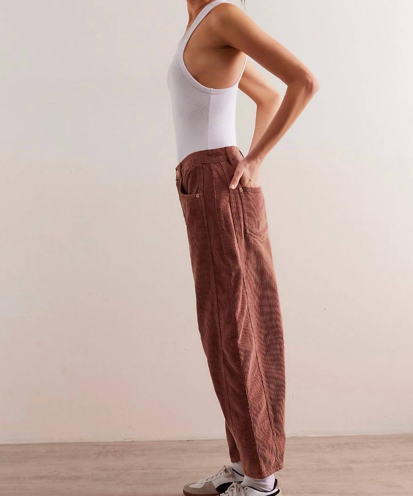 Free People - Good Luck Mid-Rise Cord Barrel Jean