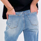 Judy Blue - High Rise Patch Pocket Distressed Cuffed Boyfriend Jeans