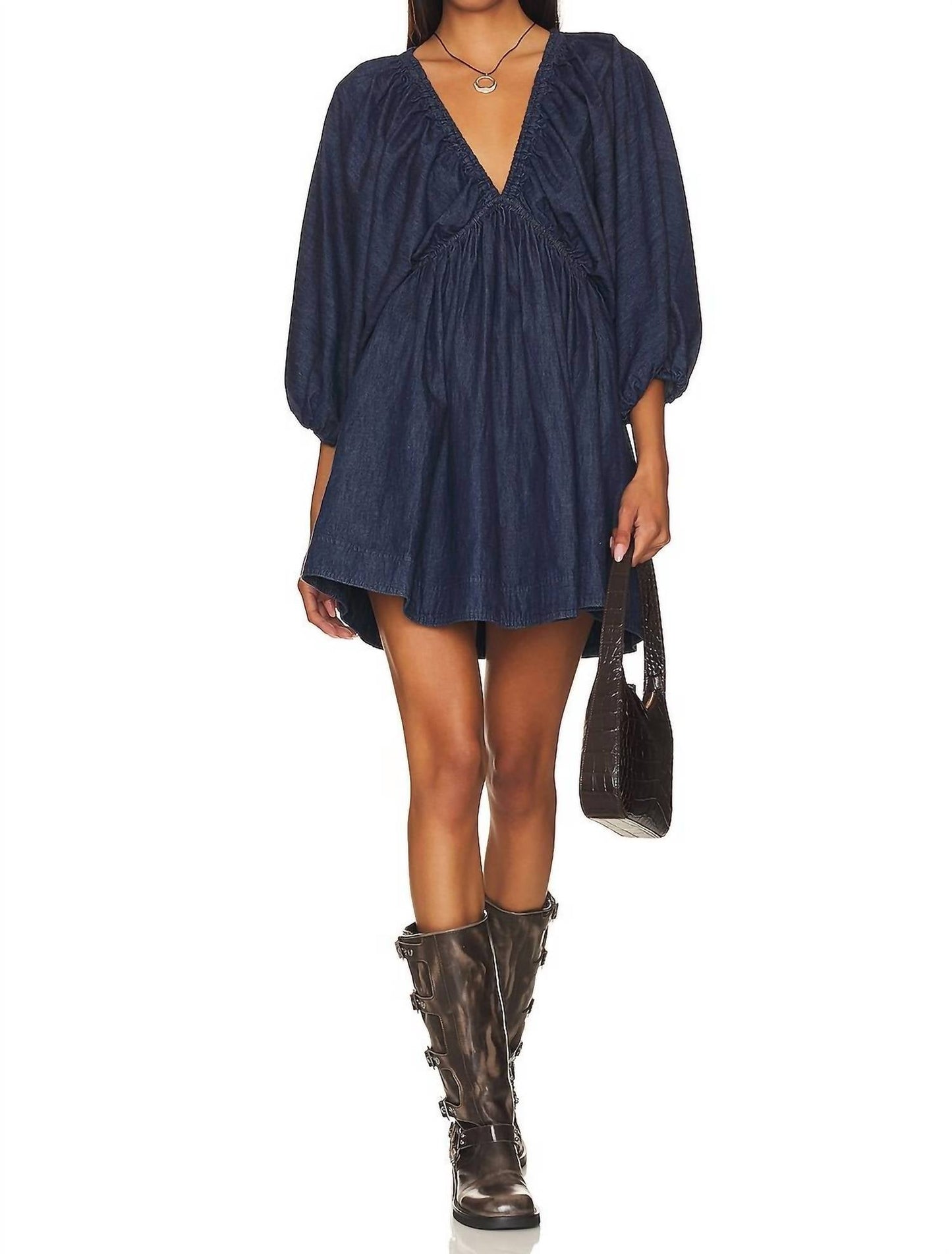 Free People - PORTIA DENIM MINI DRESS