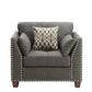 Laurissa Light Charcoal Linen Chair with 3 Pillows