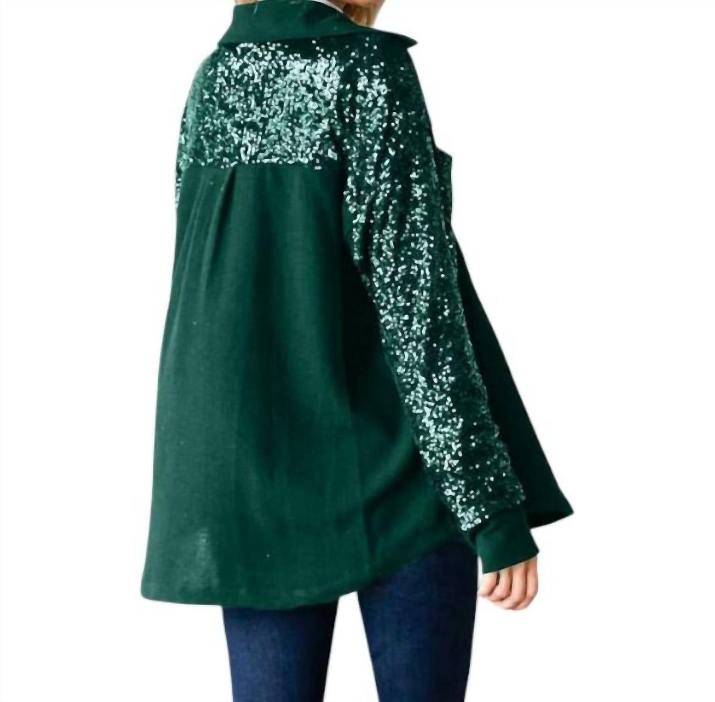 7Th Ray - Sequin Button Down Shacket - Plus