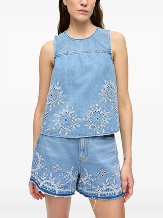 Ganni - Open-back Sleeveless Denim Top