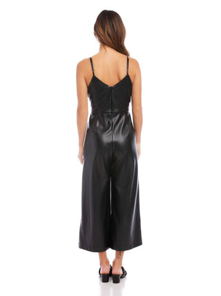 Fifteen Twenty - Faux Leather Cropped Jumpsuit