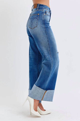 Judy Blue - Retro Wide Leg With Cuff Jeans