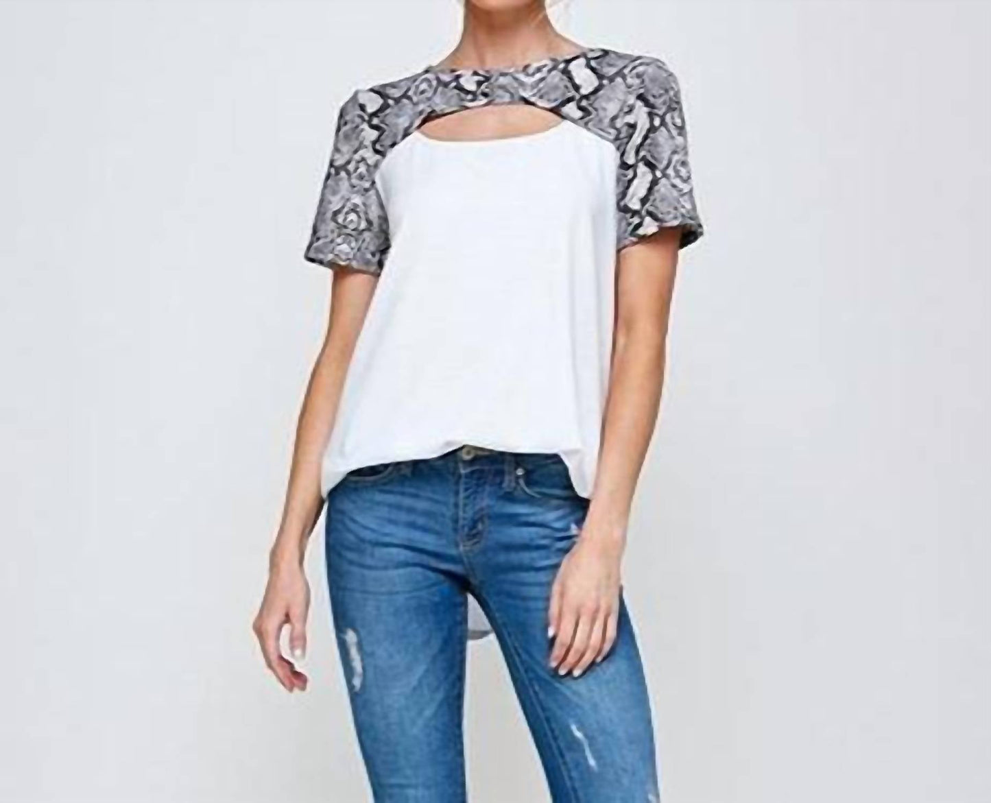 Wholesale Fashion Square - Plus Size Cutout Neck Tee