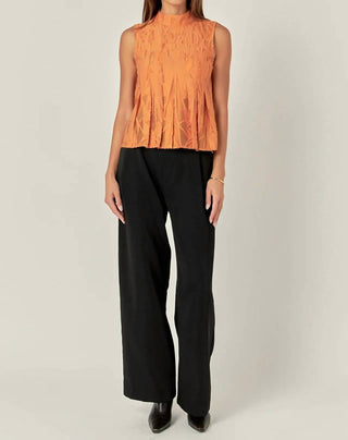 2.7 August Apparel - Burnout Pleated Sleeveless Top