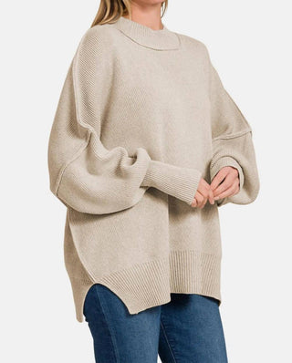 Trendsi - Zenana Side Sit Oversize Sweater