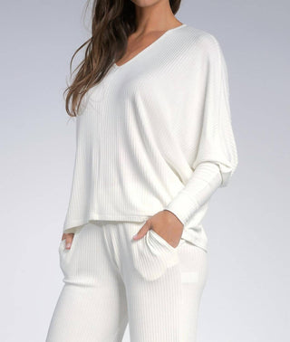 Elan - Long Sleeve Knit Top with V Neck