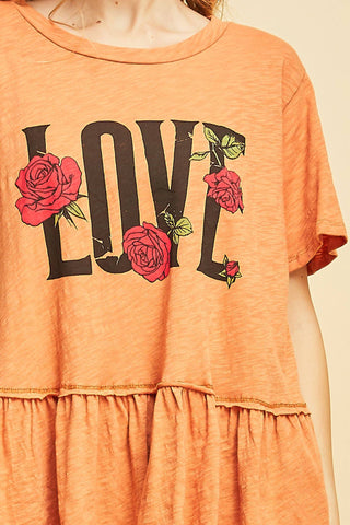 Entro - Love Graphic Peplum Top