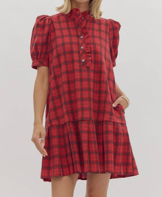 Entro - Plaid Buttoned Mini Dress