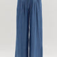 Entro - Pintuck Denim Wide Leg Pants