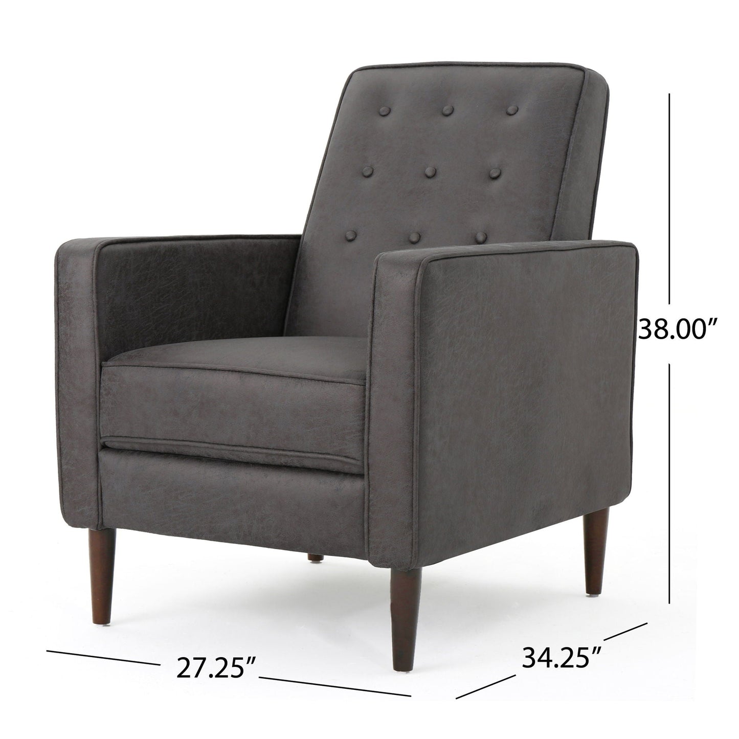 Macedonia Mid Century Modern Button Tufted Fabric Recliner - Slate
