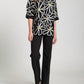 Apny - Whimsical Floral Sweater With Contrast Cuffs And Pockets