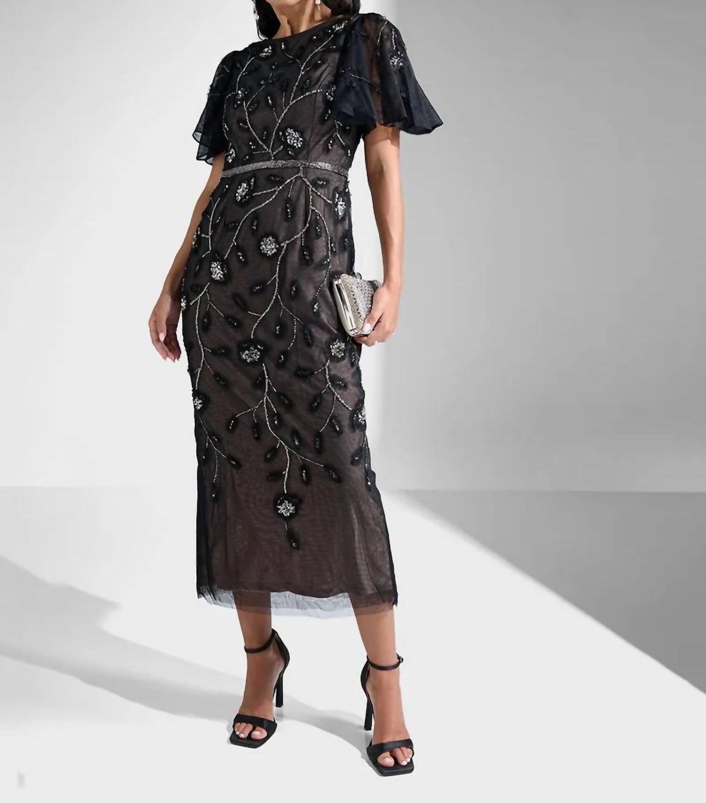 Adrianna Papell - Beaded Knit Mesh Sequin Dress