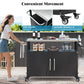 K&K 54.5 Inch Outdoor Kitchen Island with Stainless Steel Tabletop