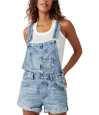 Free People - Ziggy Square Neck Shortall Overalls