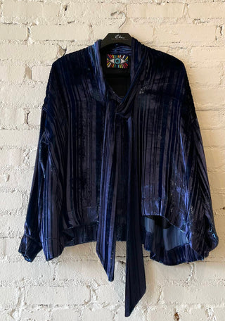 Libertine - Women's Lines Velvet Tie Blouse