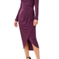 [Adrianna Papell Women's Jersey Long Sleeve Wrap Midi Dress]