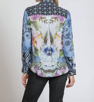 Apny - Mixed Print Button-up Blouse