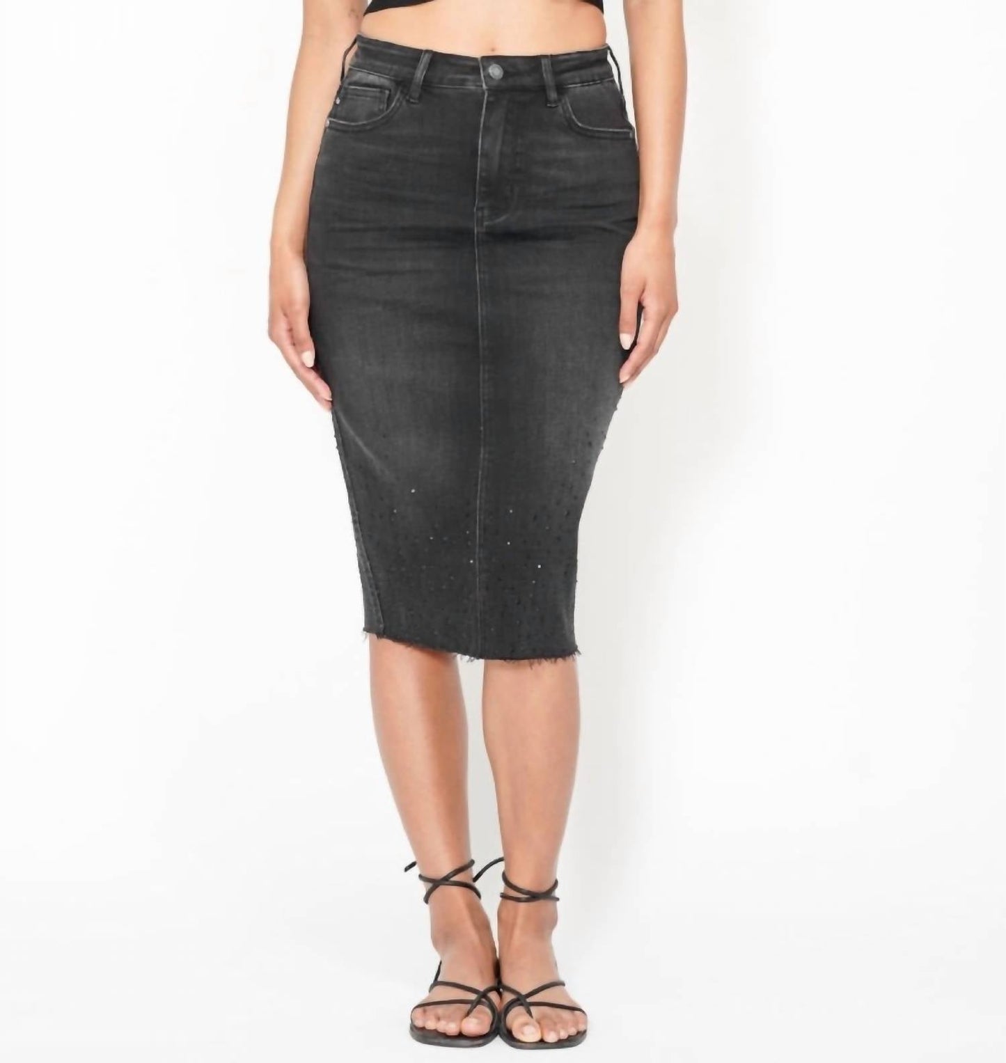 Judy Blue - High Waist Rhinestone Embellished Midi Skirt