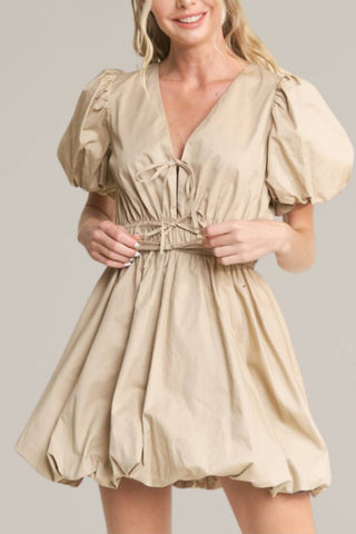 In The Beginning - bubble hem tie front mini dress