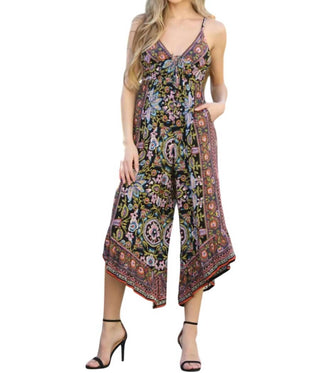 Angie - V Neck Angled Hem Jumpsuit