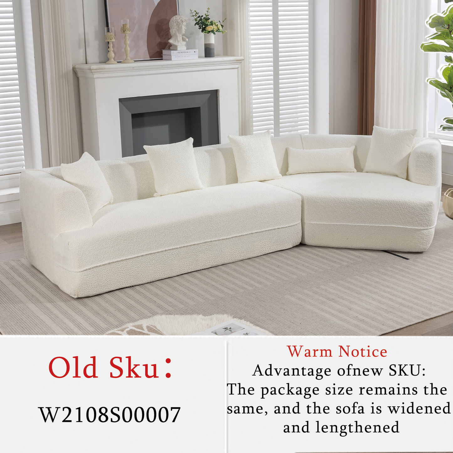Modular Sofa Modern Minimalist Style Creamy-White