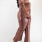 The Curve La - Plus Size Animal Print Collared Front Zipper Jumpsuit