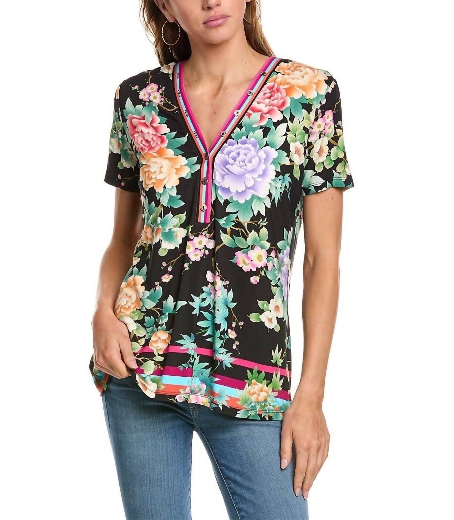 Johnny Was - The Janie Favorite Button Neck Tee