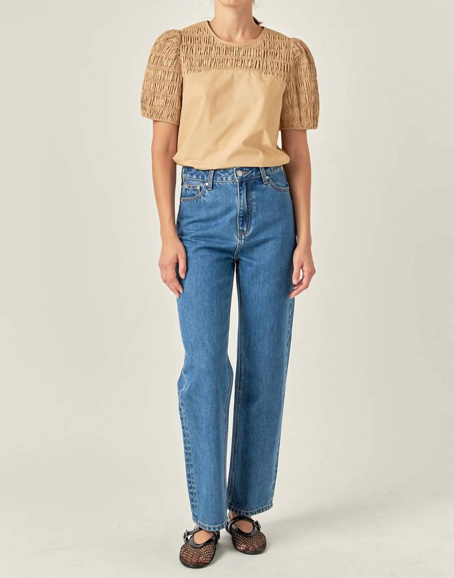 English Factory - FRONT CUT-OUT SMOCKED TOP