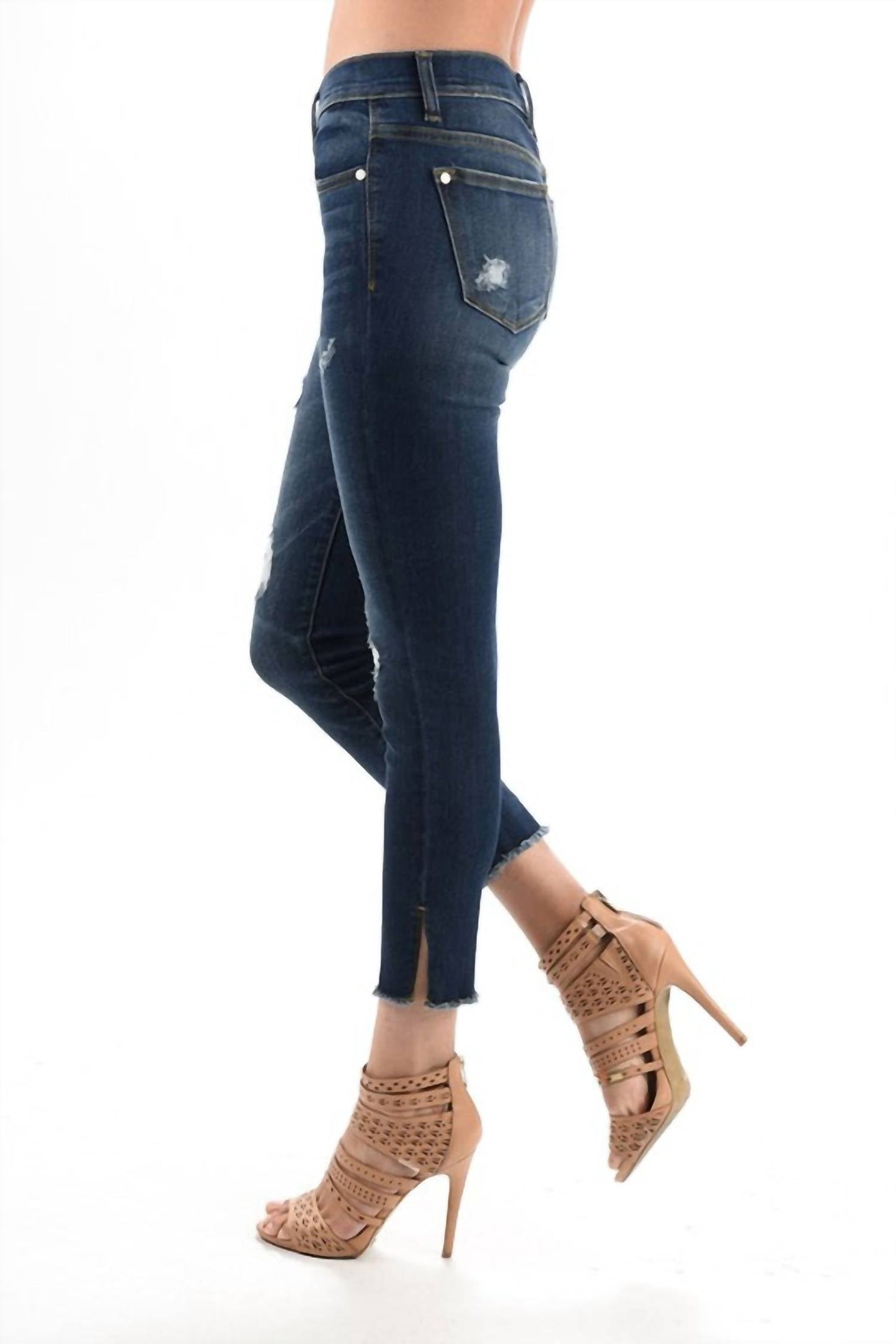 Judy Blue - Bootyfull Distressed Side Slit Skinny Jeans - Plus
