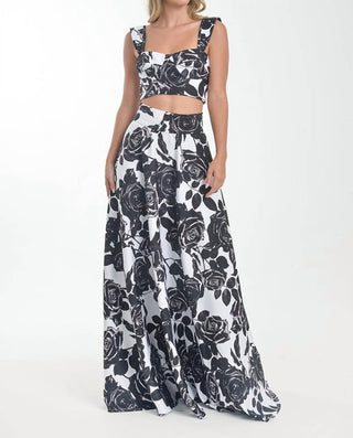 Steffany Milano - Monochrome Rose Print Two-piece Set